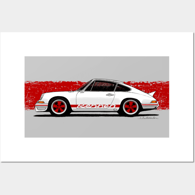 The iconic German sports car with red stripes Wall Art by jaagdesign